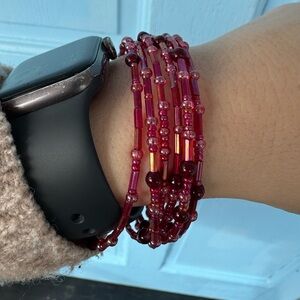 Pink Beaded Bracelet Coiled